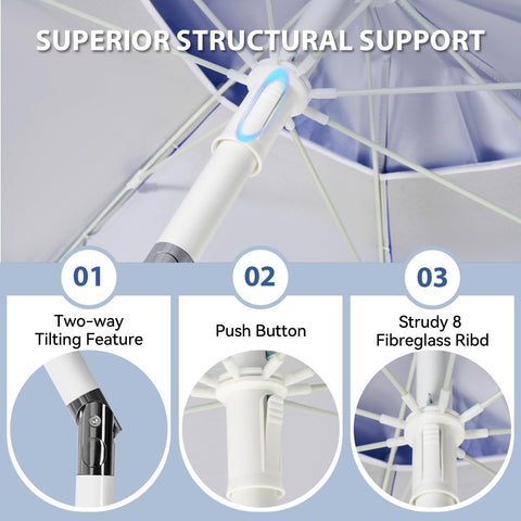Reflective silver lining enhances UV protection for extended outdoor use.