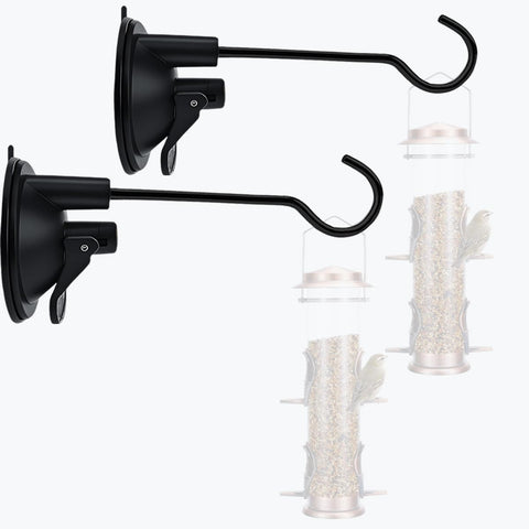 Apalurmeer window suction bird feeder hanger two-pack on glass for easy indoor bird viewing.