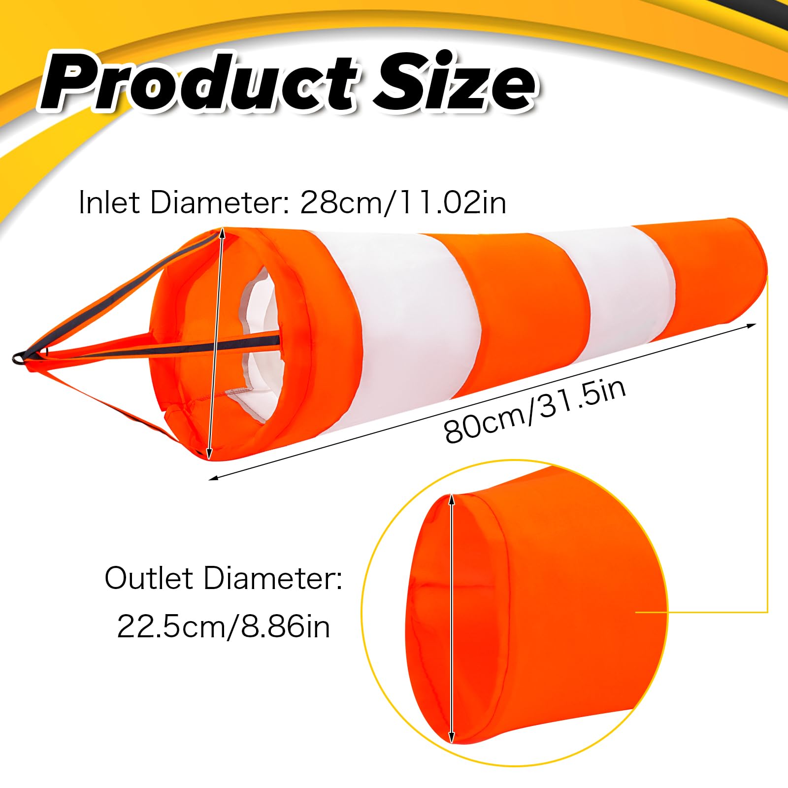 Apausvcm wind socks with reflective belt improve visibility in daylight and low light.