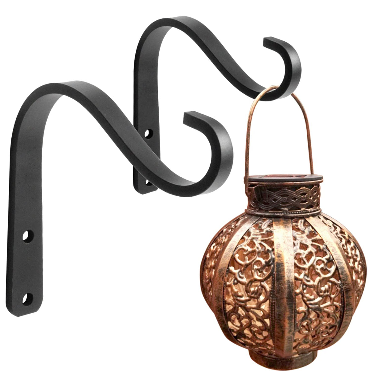 APBFH 5in iron lantern hook on wall mount for rust-resistant outdoor decor.