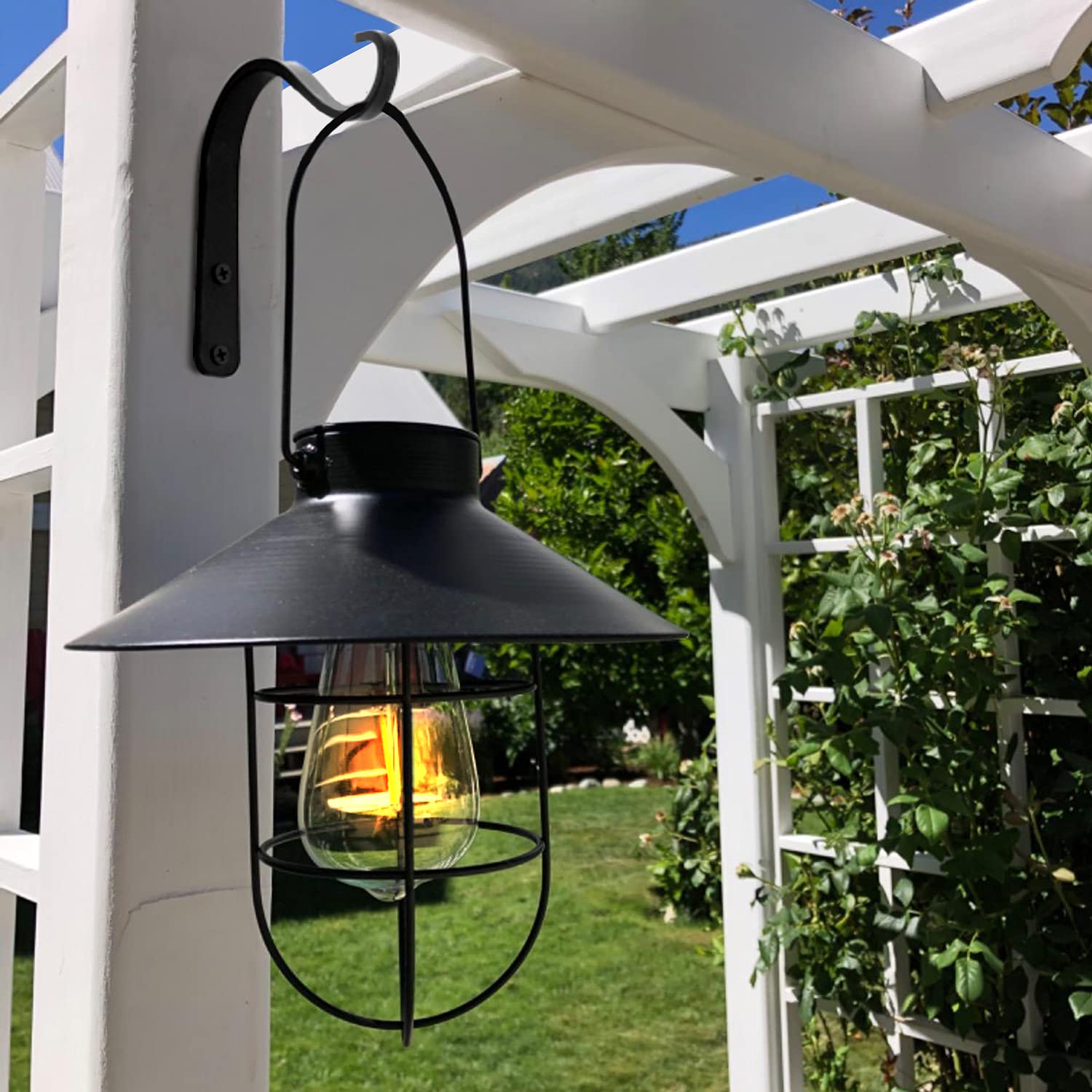 APBFH solar lantern hanger with 4-inch extension, ideal for porch setups.