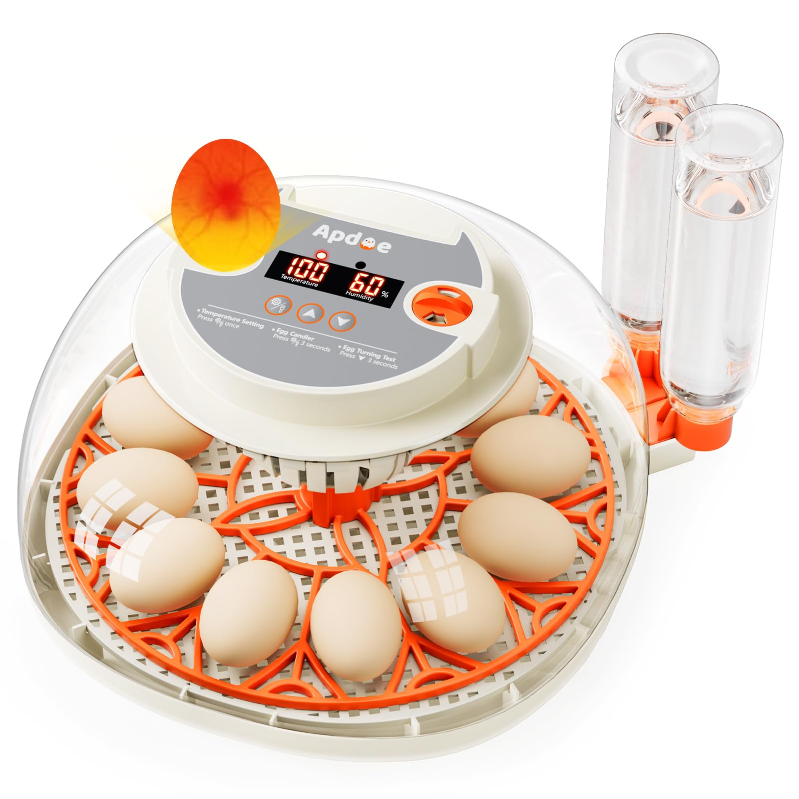 Apdoe HatchPro 12 360° dome view for easy egg monitoring.
