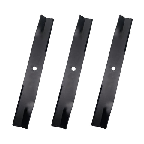 Apeixoto 3-piece blade pack for a 52-inch Hustler deck enables precise cuts.