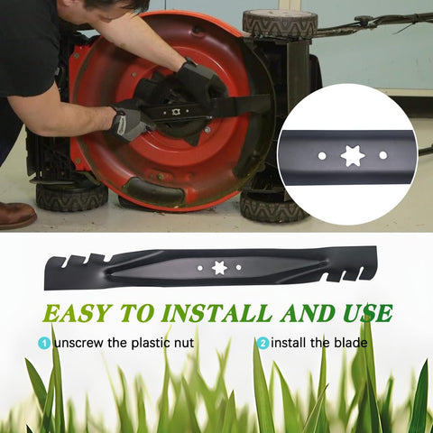 Apeixoto fitment guidance for 42-inch blades on MTD, Cub Cadet, and Troy-Bilt mowers.