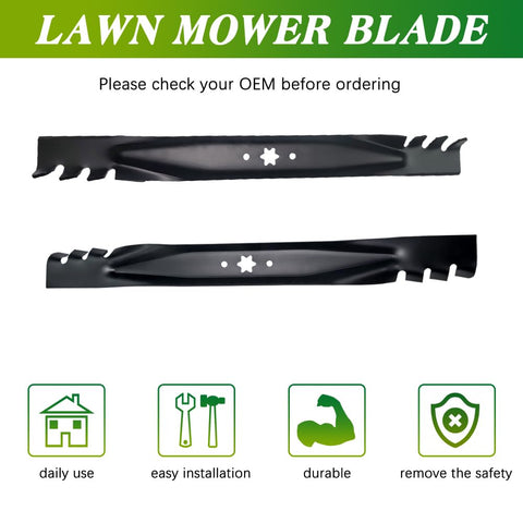 Apeixoto 46-inch mulching blade installed on mower deck for even cuts.