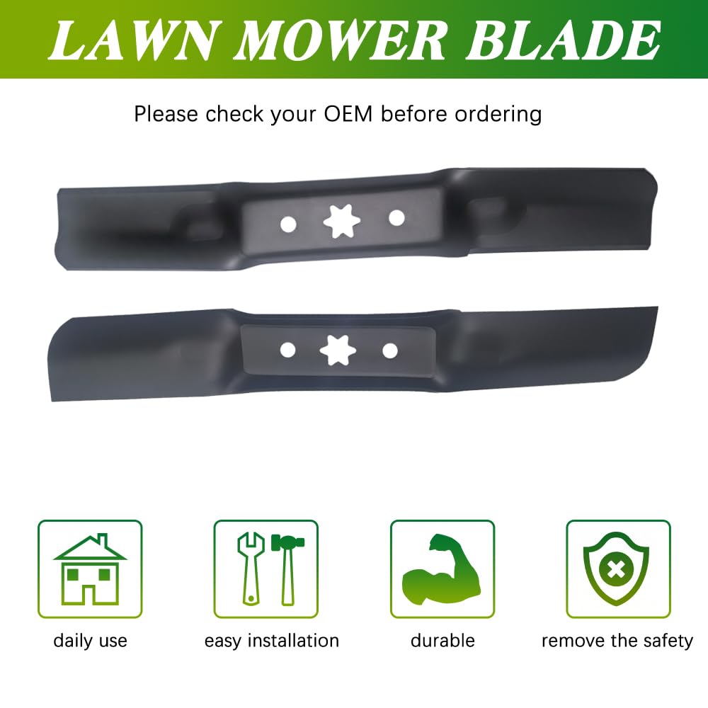 Apeixoto 942-05052A blades fit compatible mowers for smooth mowing and better lift.