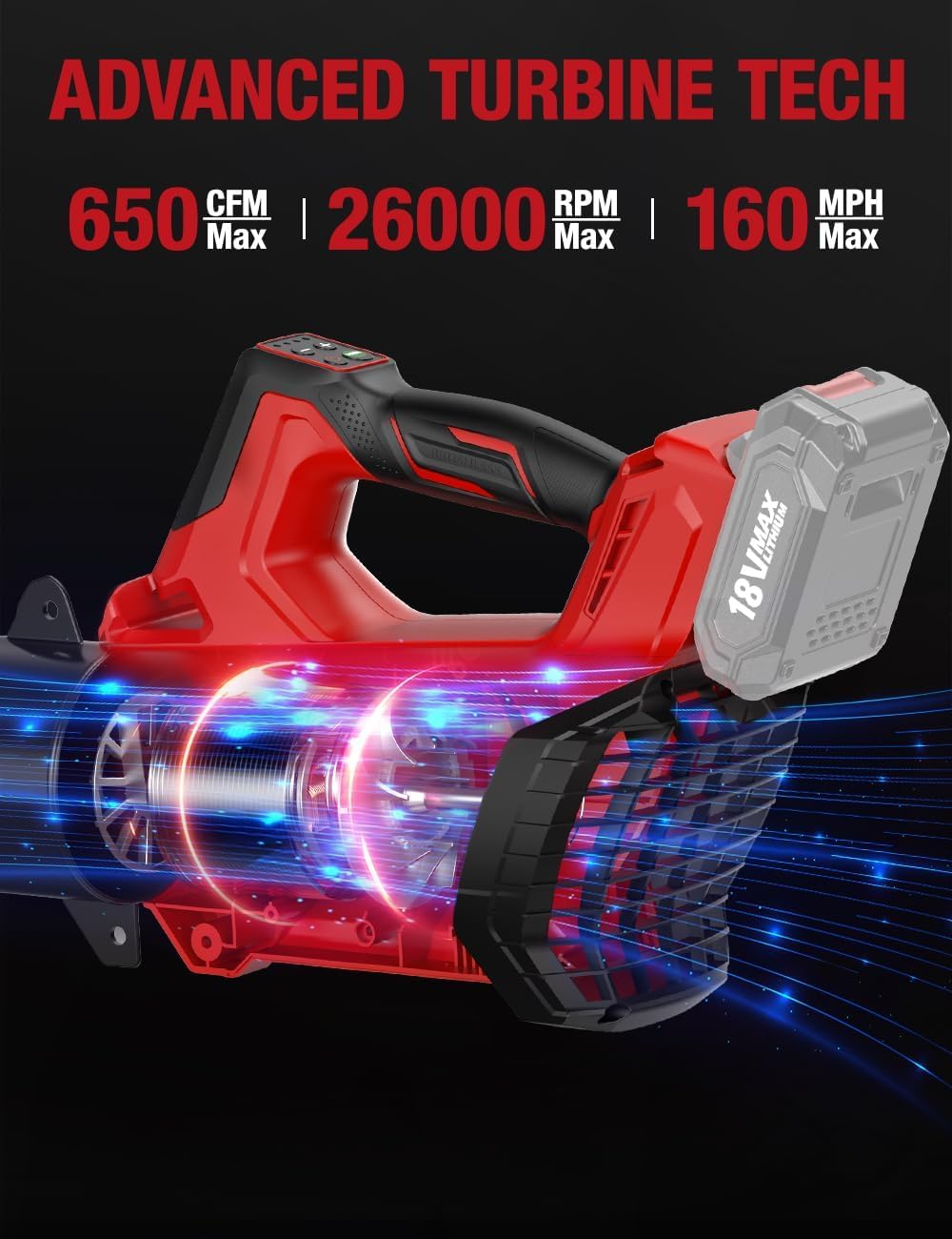 APEXPOWER blower Turbo mode in action for heavy-duty debris.