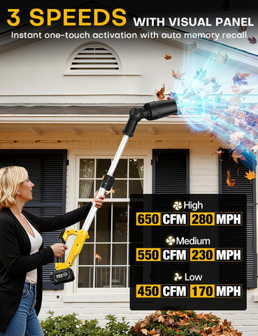 APEXPPOWER leaf blower features 60 degree adjustable head for precise direction