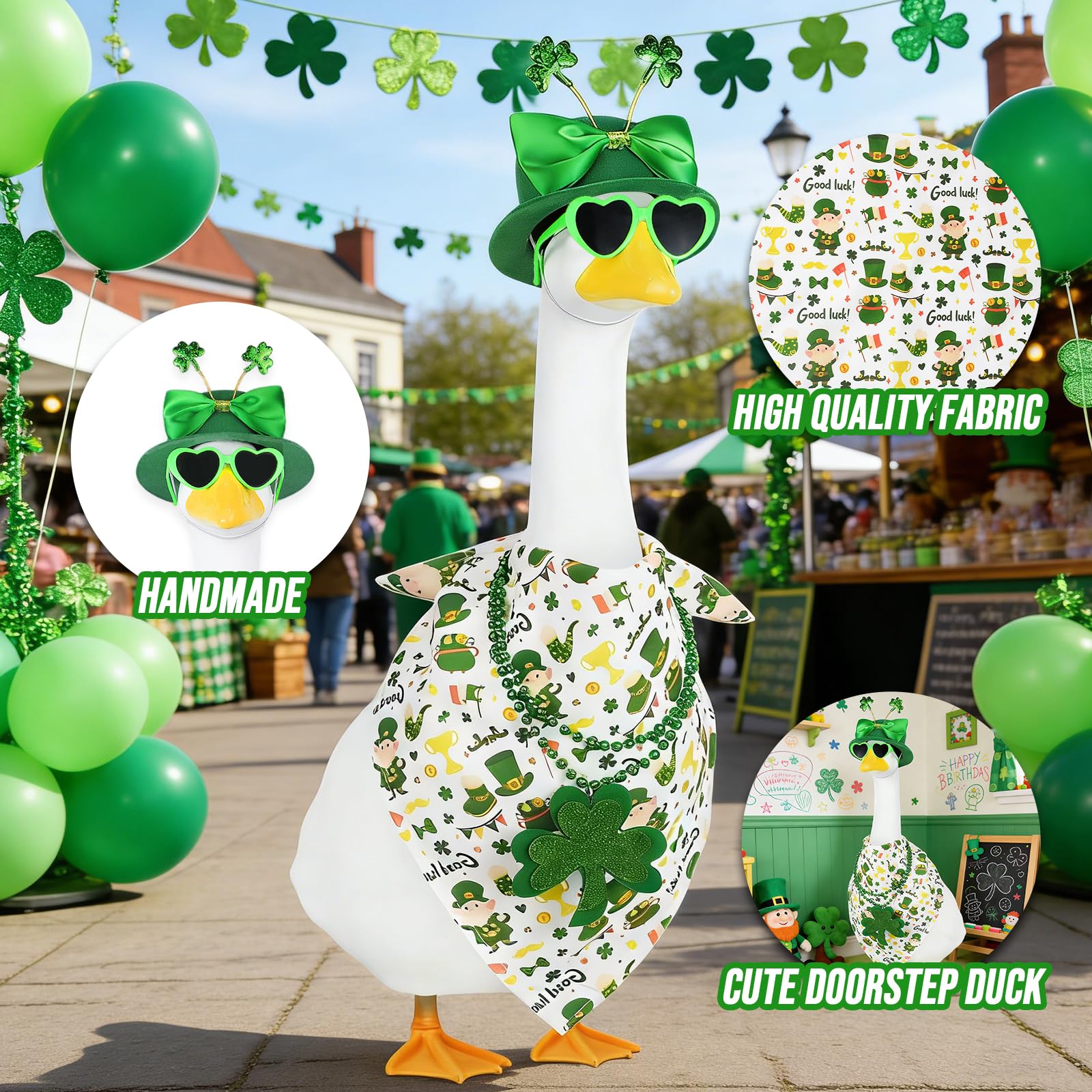 APHIUFR white bib enhances visibility on garden goose display outdoors.