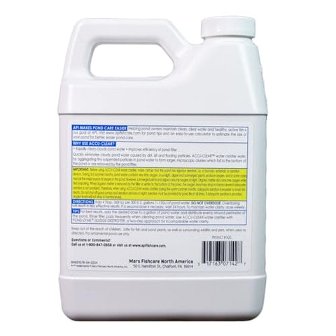 API POND ACCU-CLEAR bottle pour demonstrates quick treatment for clearer pond water.