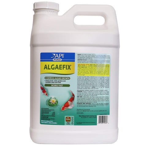 API POND ALGAEFIX bottle pour demonstrates safe algae control for ponds.