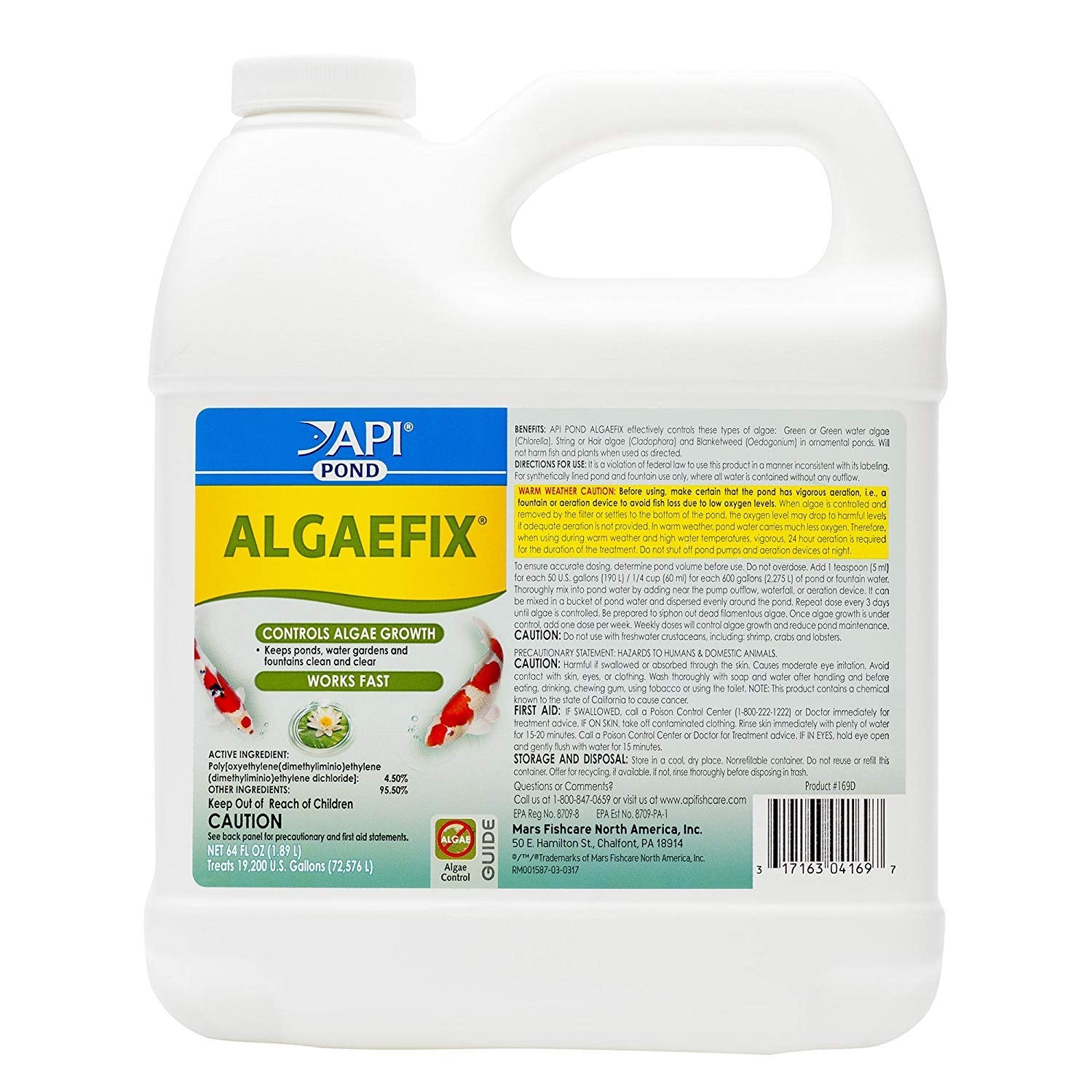 API POND ALGAEFIX 64oz bottle front view ready to treat koi ponds for clearer water