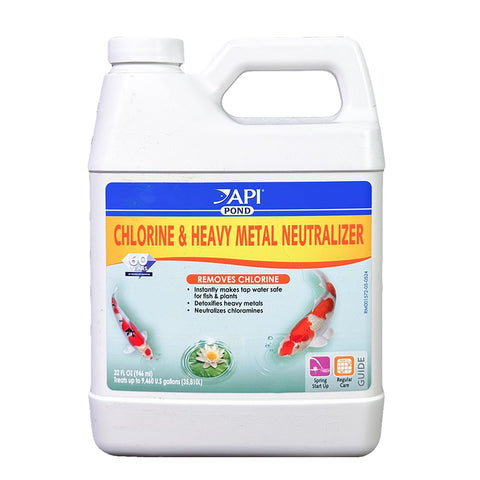 API Pond Chlorine & Heavy Metal Neutralizer bottle ready for safe pond filling