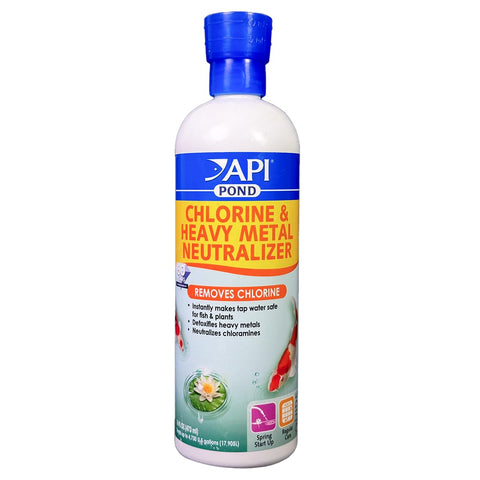 API Pond Chlorine & Heavy Metal Neutralizer bottle front view for safer pond filling