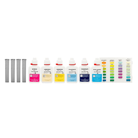 API Pond Master Test Kit test tubes organize samples for reliable testing.