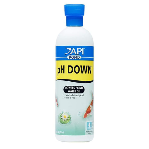API POND pH DOWN 16oz bottle front view showing colorless pH lowering solution