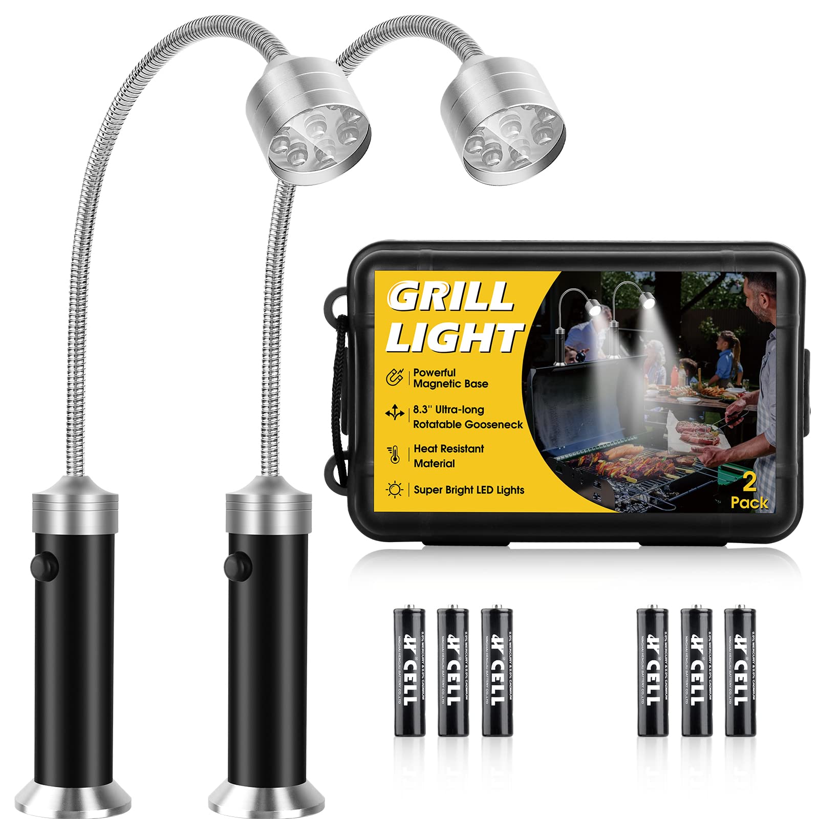 Apicey barbecue grill lights with magnetic base illuminate your grilling area.