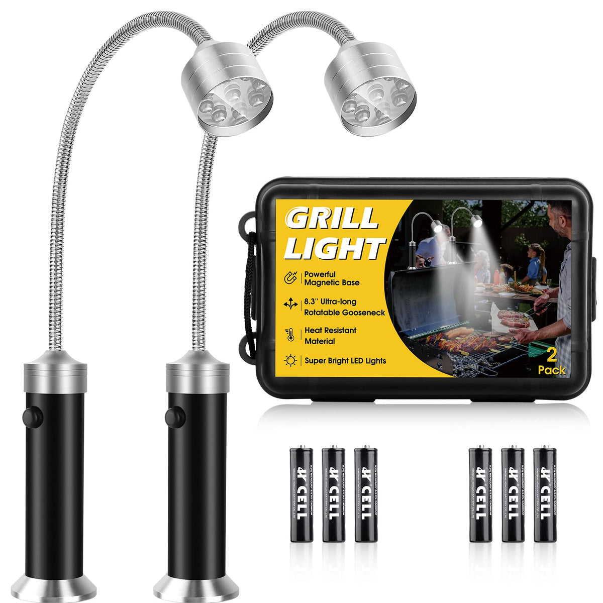Apicey barbecue grill lights with magnetic base illuminate your grilling area.