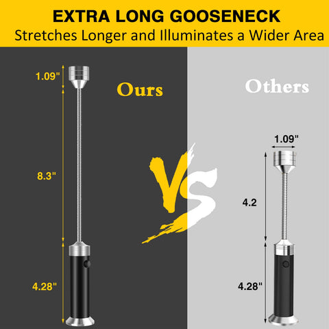 Apicey grill light with extended gooseneck reaches hard-to-see spots.