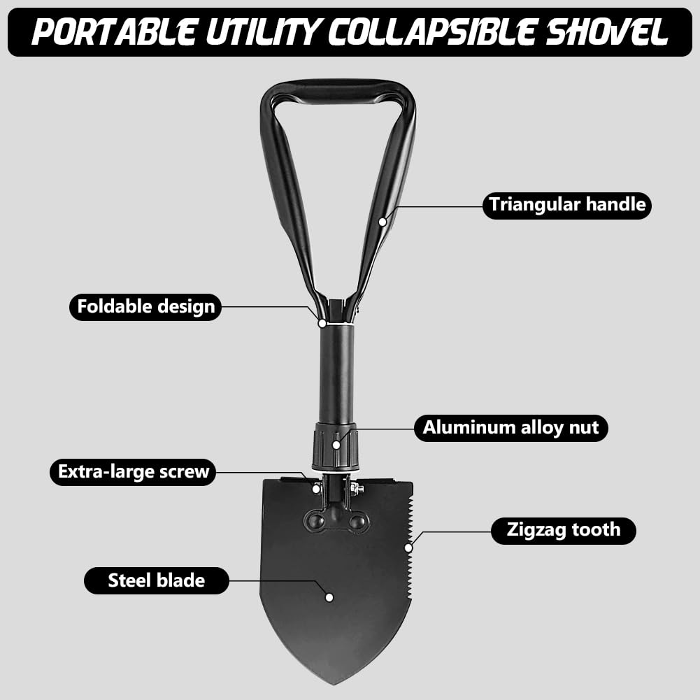 Apidgrowth camping shovel folded compact for trail-ready portability.