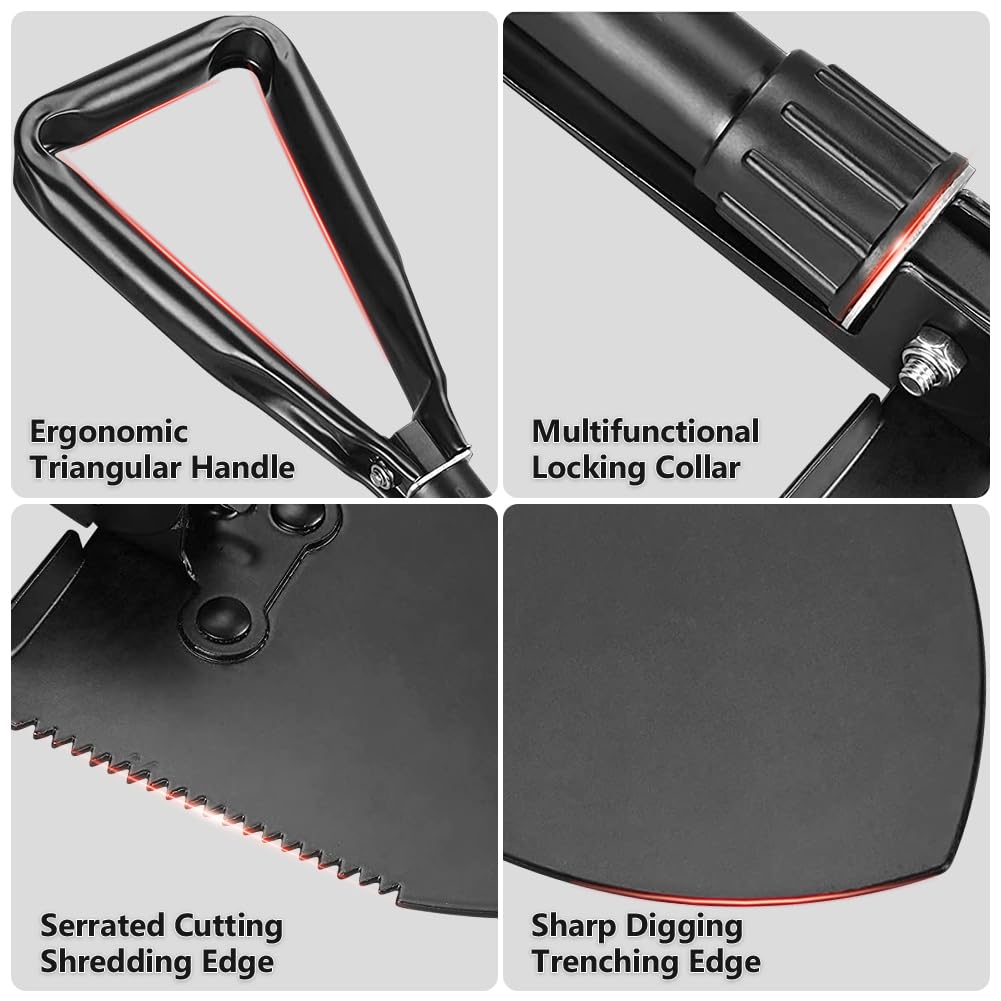 Apidgrowth camping shovel with nylon bag enables easy carry and storage.