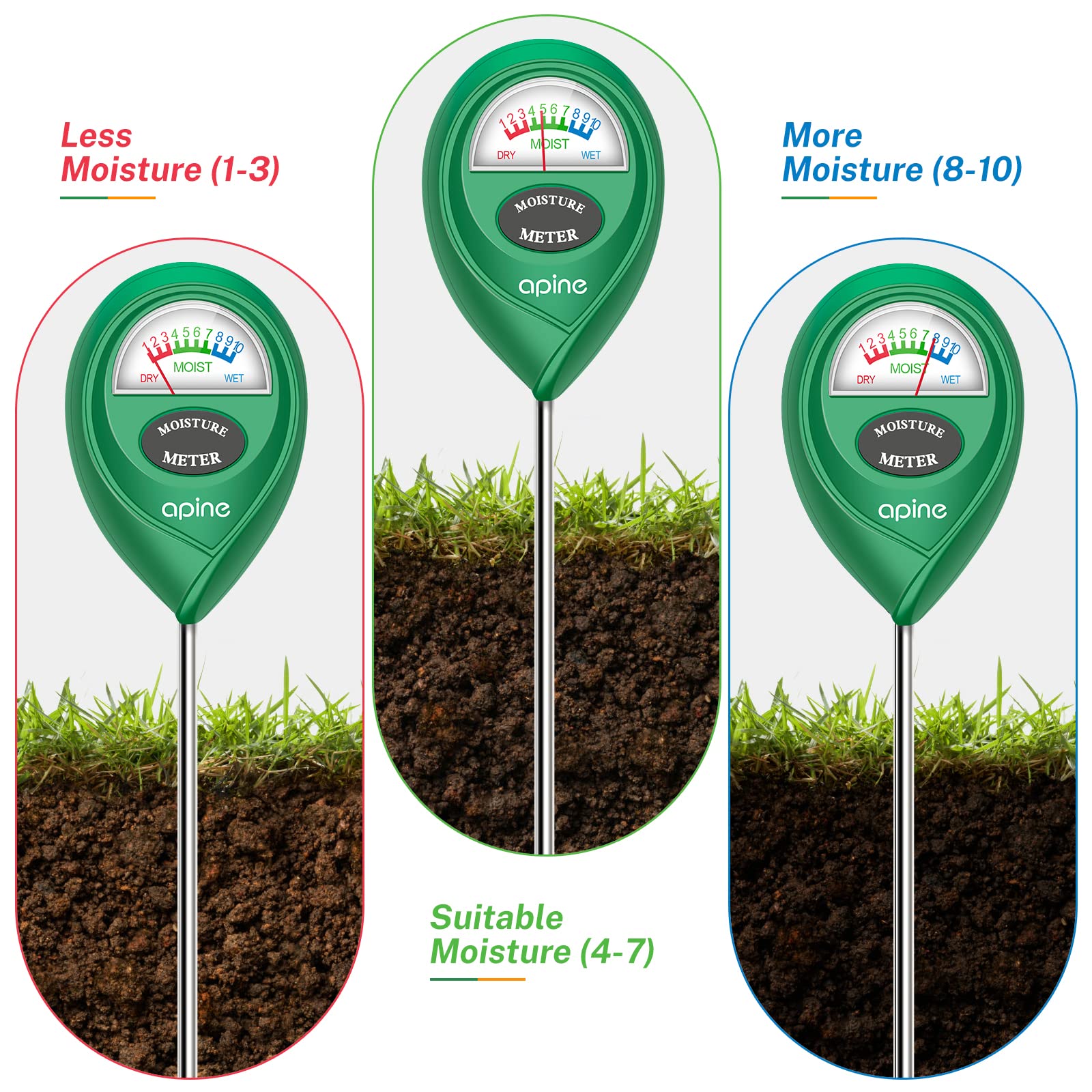 Apine indoor outdoor plant meter works on patios and desks.