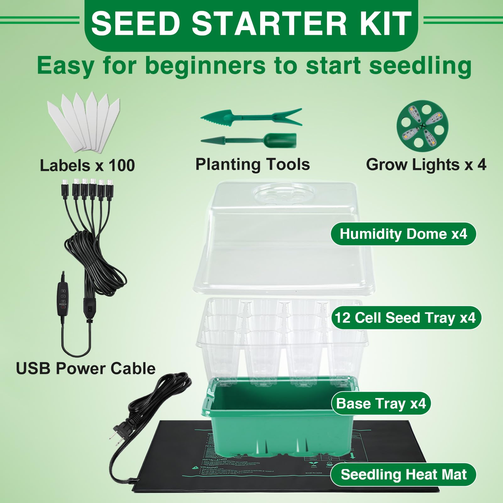 Apipi full-spectrum grow lights evenly illuminate young plants