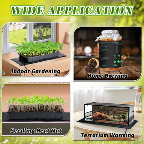 Apipi compact heat mat fits 9.8 by 20.5 inch tray setups for indoor growing
