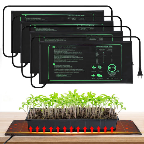 Apipi seedling heat mat under a seed tray provides steady warmth for germination