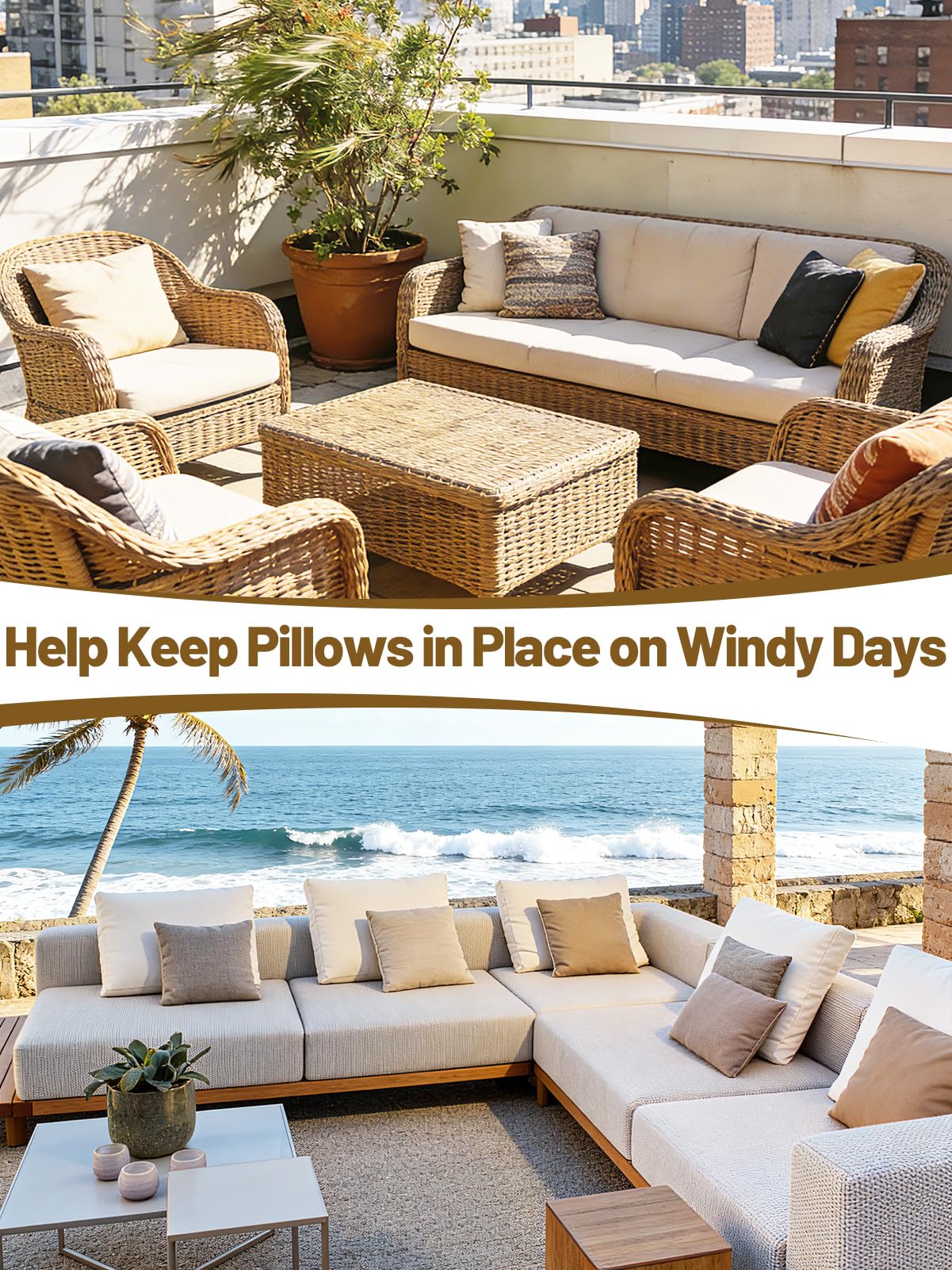 Apipi wind-resistant 1lb weight provides stable cushions on windy patios.