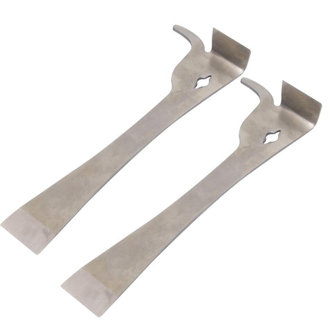 APlayfulBee hive scraper tools, J-hook front view; sturdy stainless steel for frames.