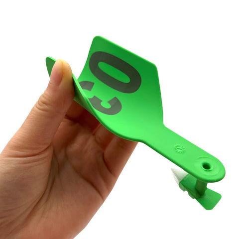 APlayfulBee Z Tags back view displays snug fit to reduce tag loss.