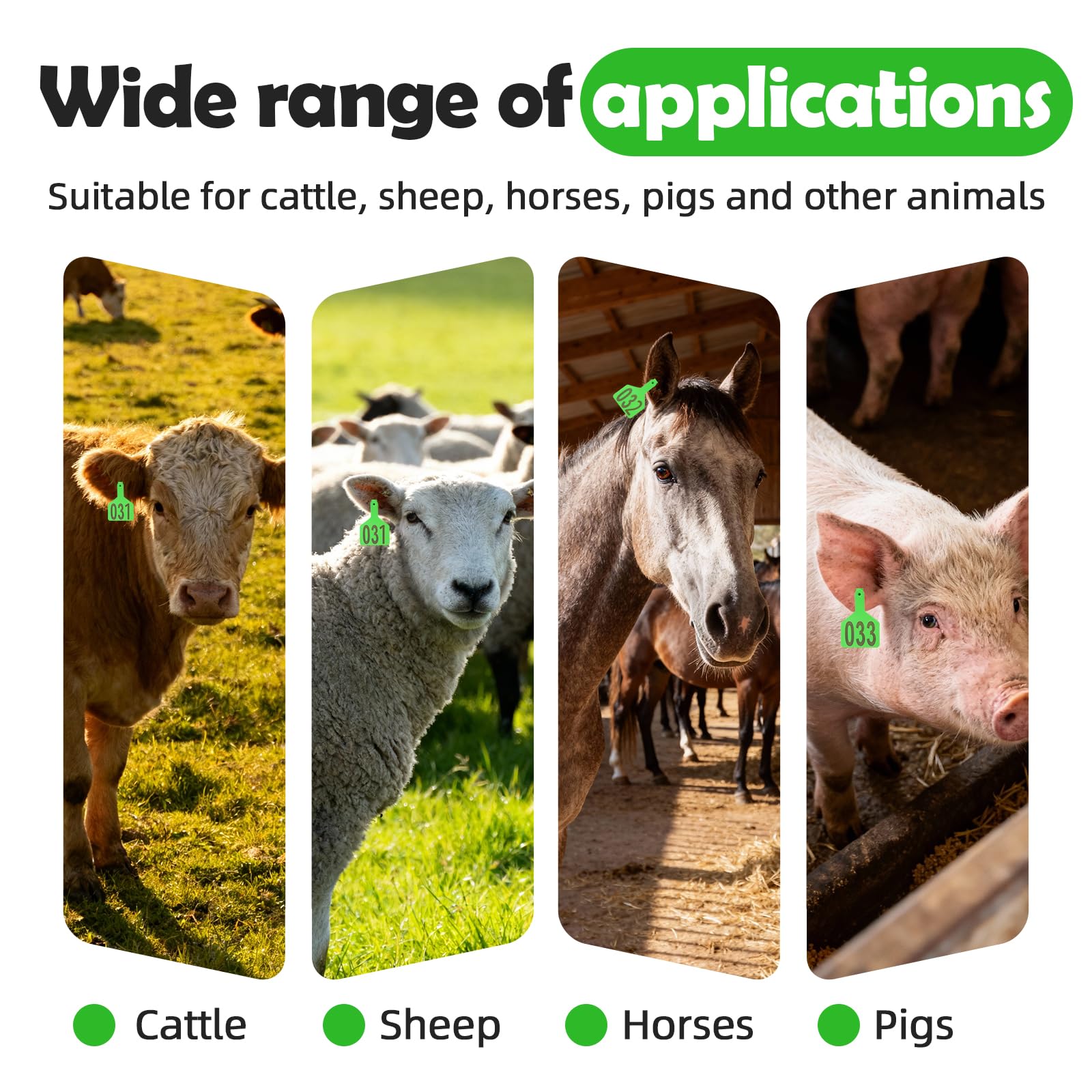 APlayfulBee Z Tags sized for small livestock, ideal for goats and sheep.