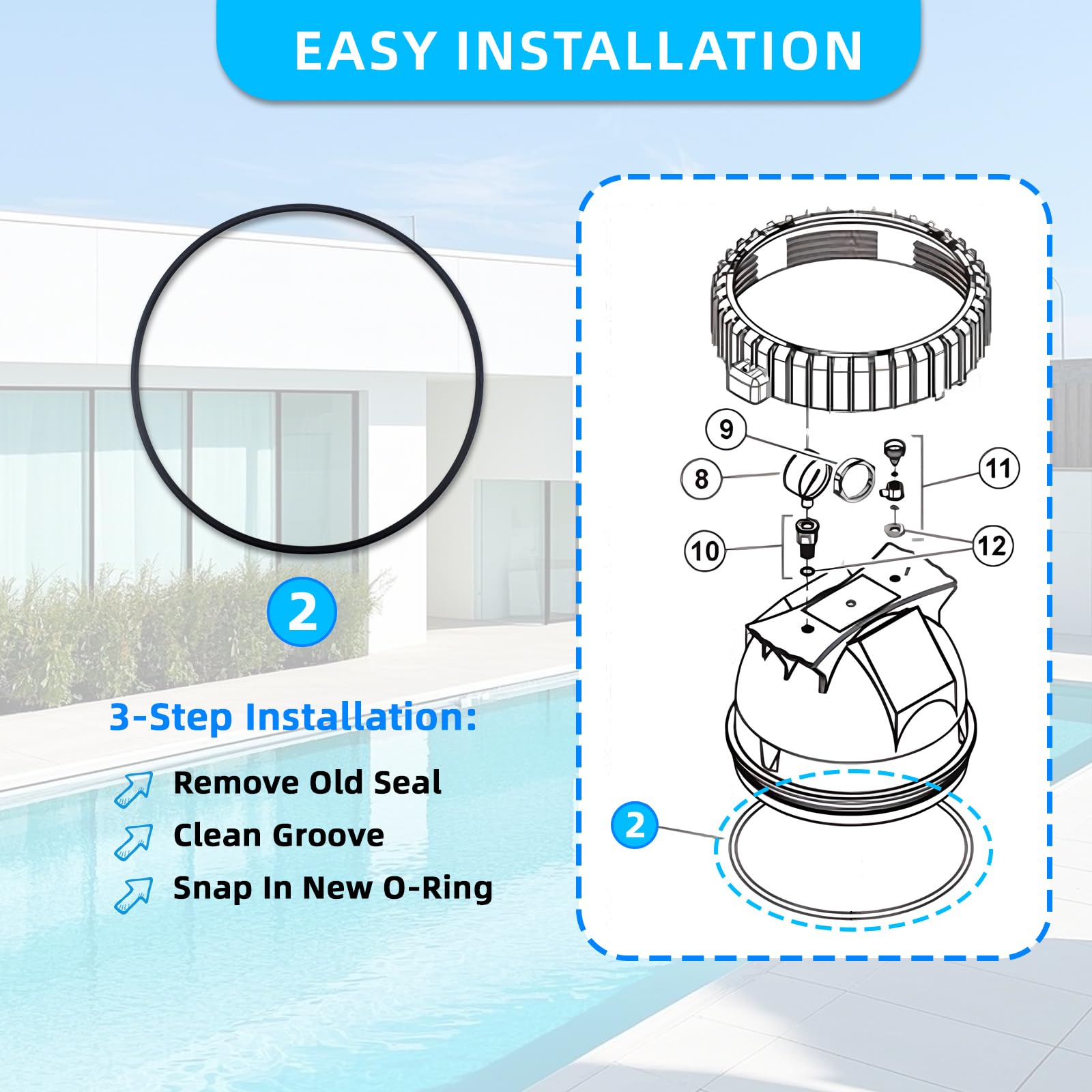 Water-tight seal demonstration on a pool filter tank top with Apobelor