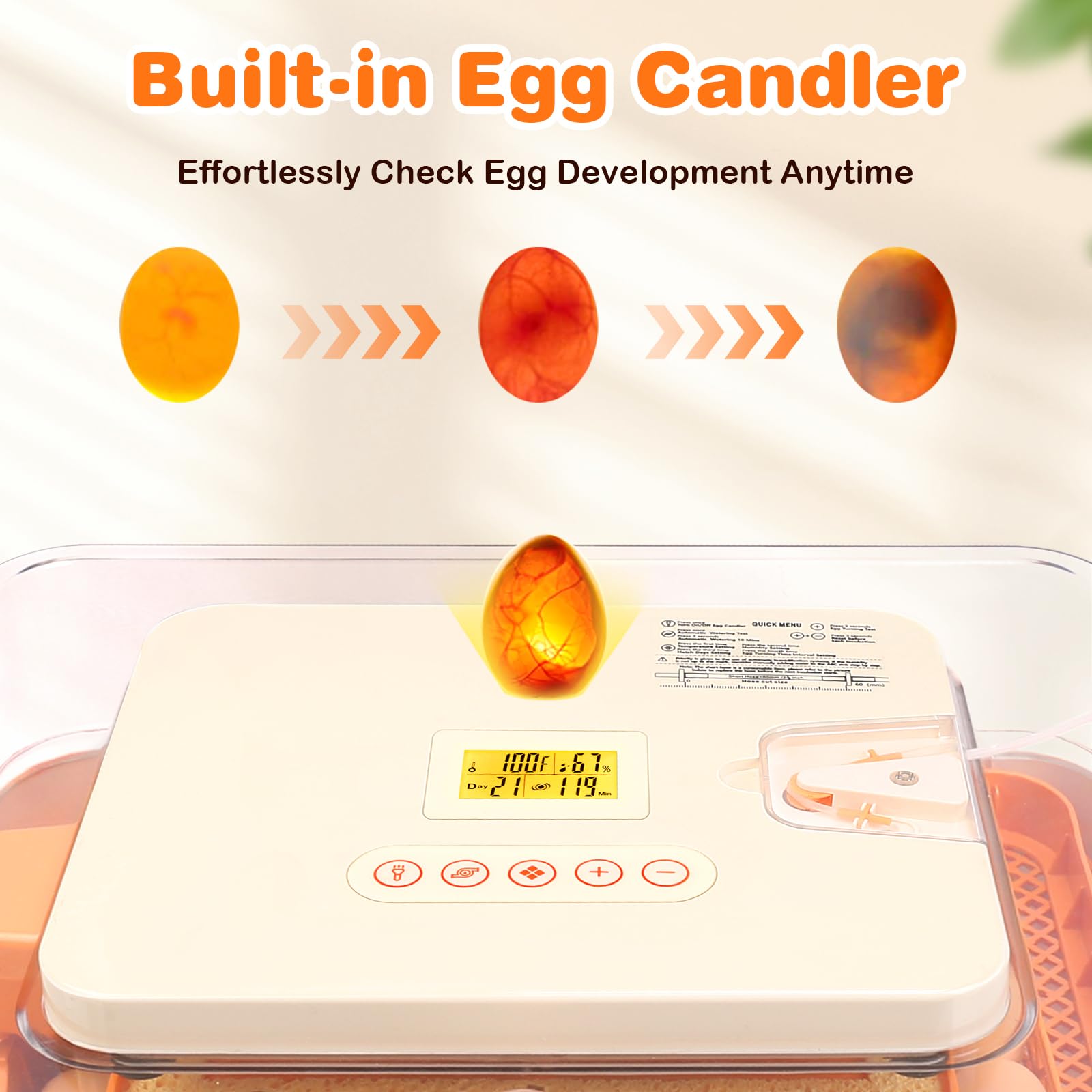 APODESS 56-egg capacity with adjustable trays fits different egg sizes.
