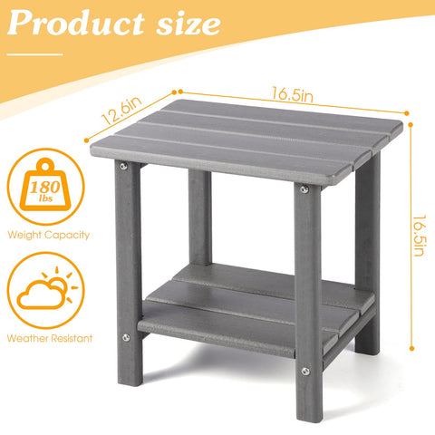 Apolimi Adirondack side table, 16.5 inches wide, fits beside chairs.