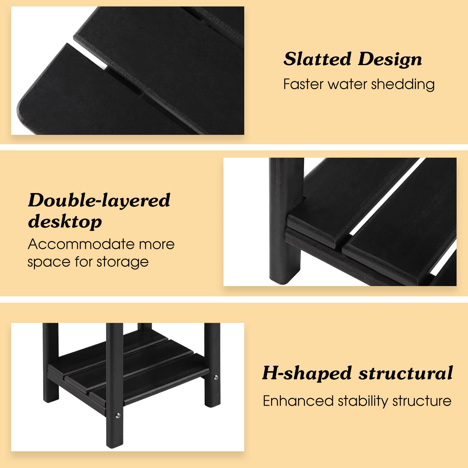 Apolimi Adirondack side table dimensions 16.5-inch by 12.6-inch by 16.5-inch fit beside seating