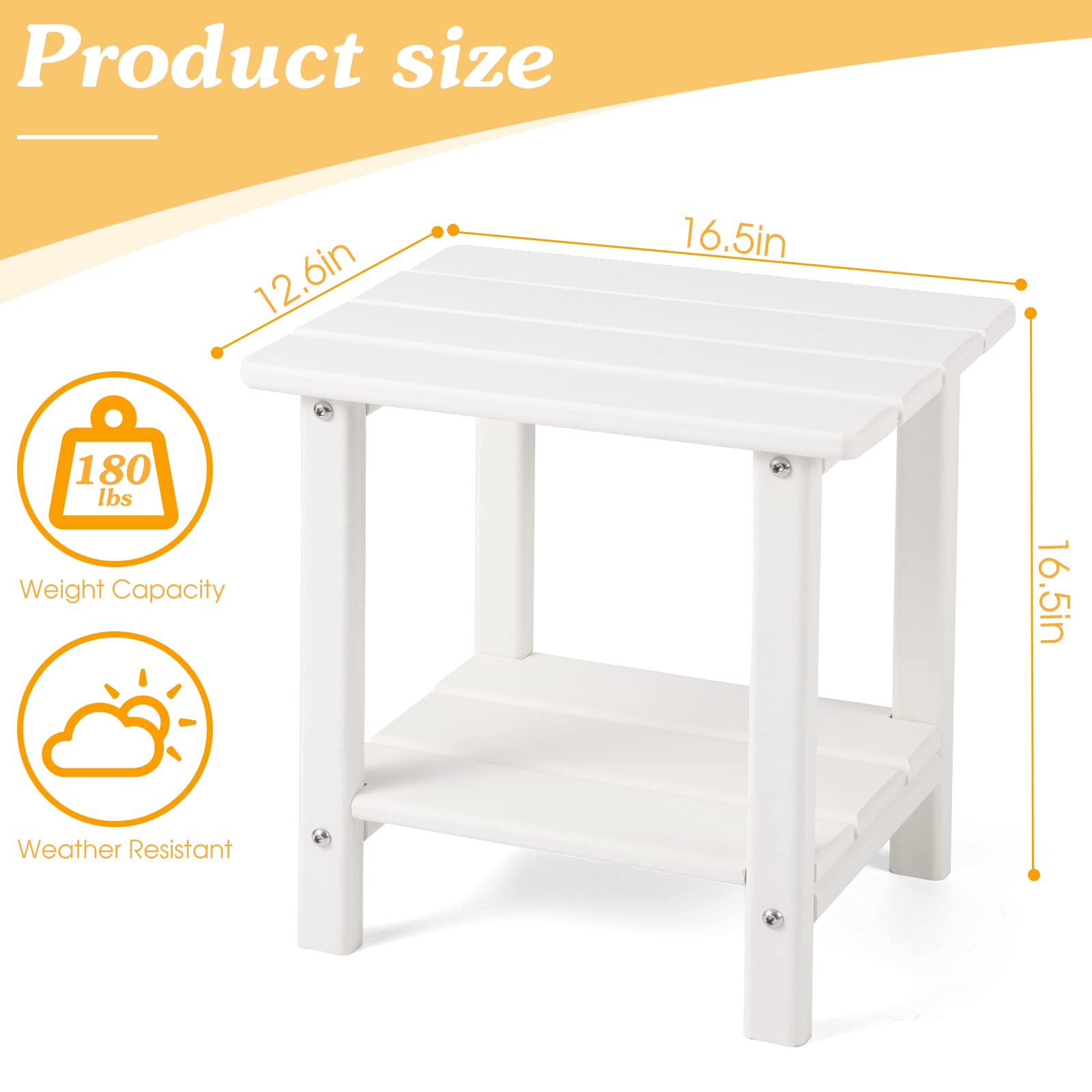 Apolimi Adirondack side table fits neatly beside chairs for convenient surface