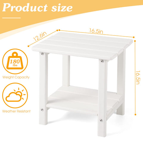 Apolimi Adirondack side table fits neatly beside chairs for convenient surface