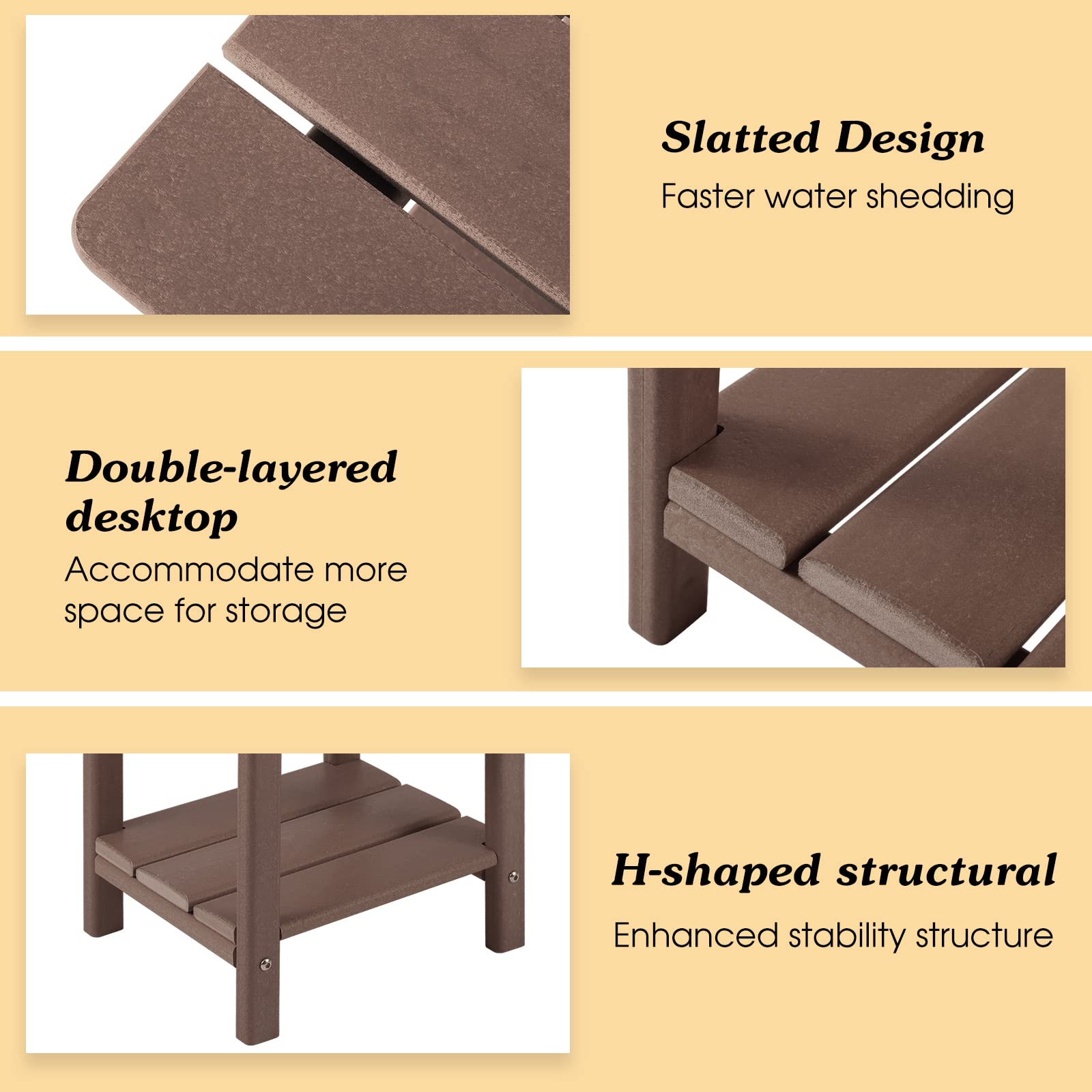 Apolimi Adirondack side table demonstrating easy assembly with included hardware.