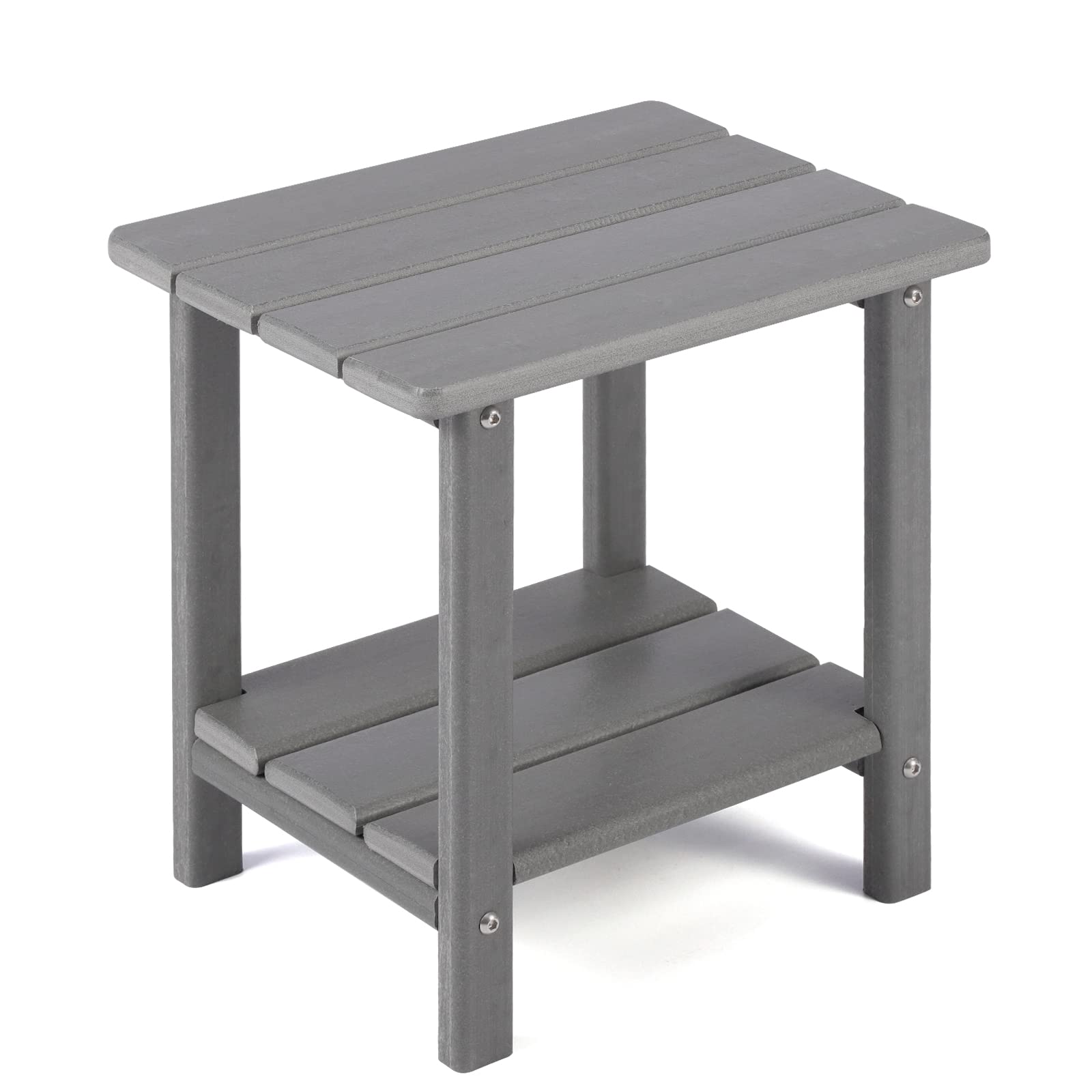 Apolimi Adirondack side table with two-tier racks for organized outdoor essentials.