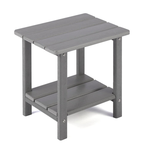 Apolimi Adirondack side table with two-tier racks for organized outdoor essentials.