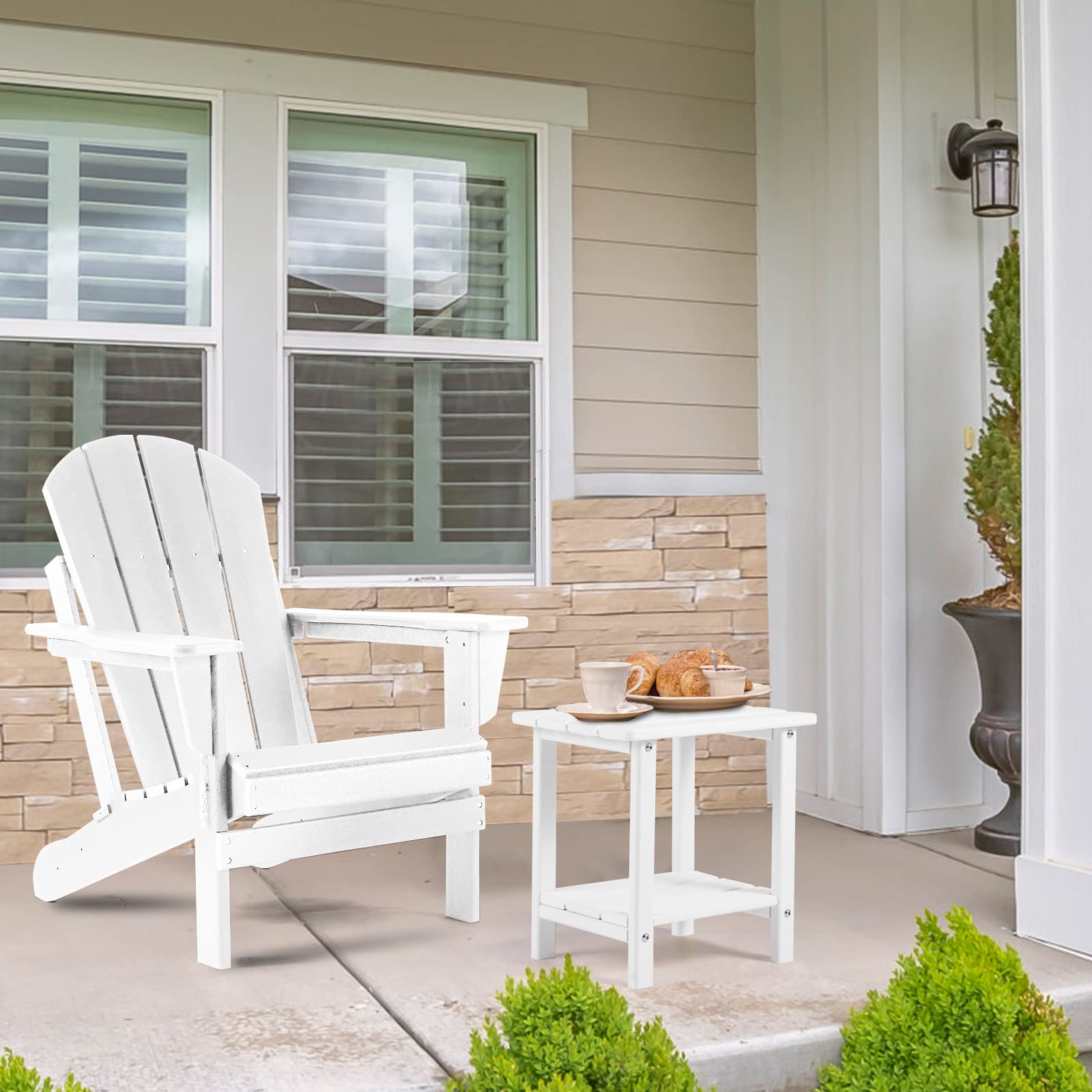 Apolimi Adirondack side table weather resistant material and wood like finish