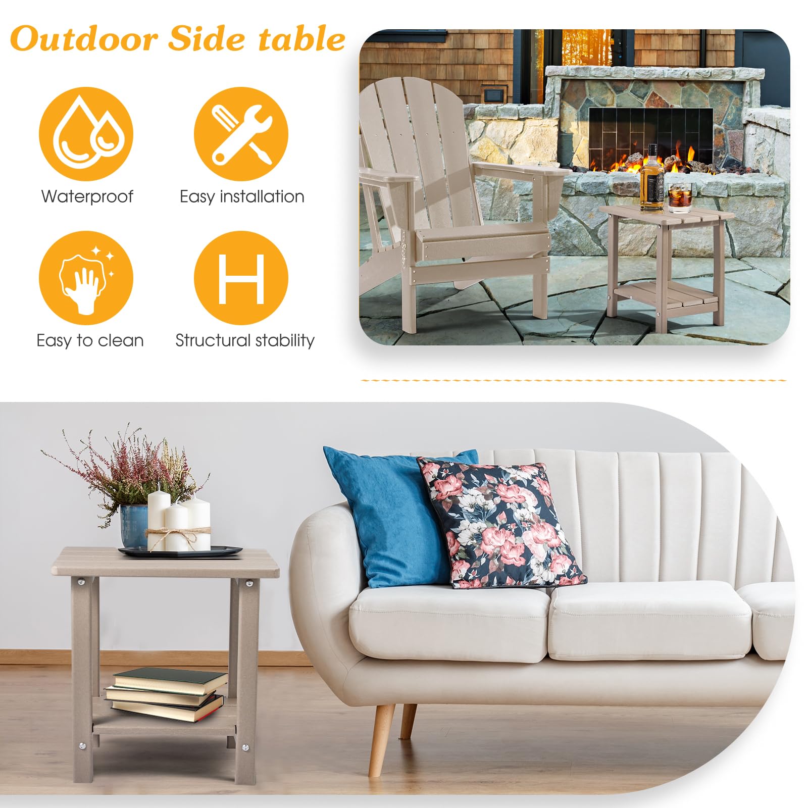 Apolimi wobble-free backyard porch table provides stable placement.