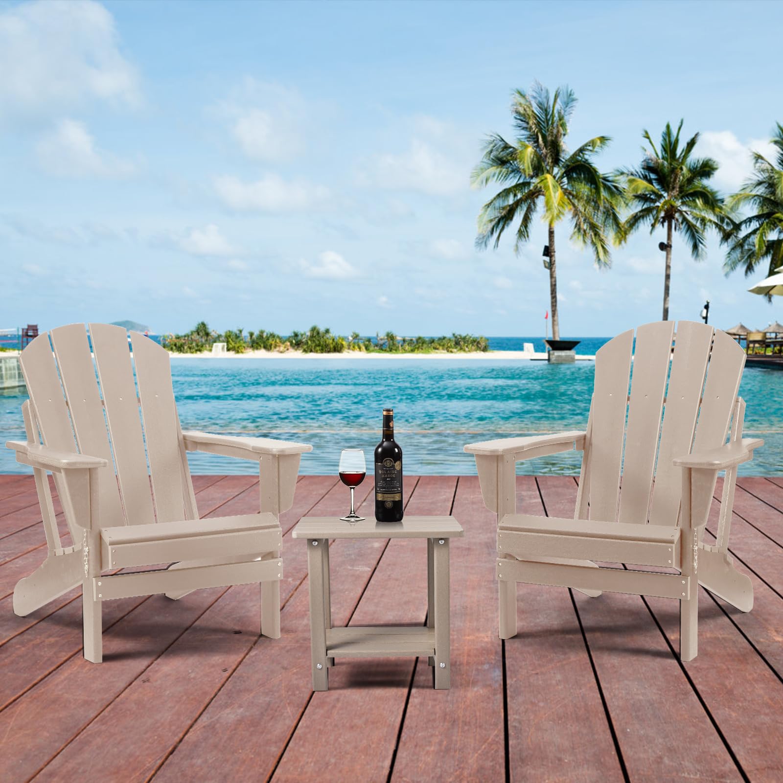 Apolimi compact 16.5-inch side table fits beside lounge chairs.