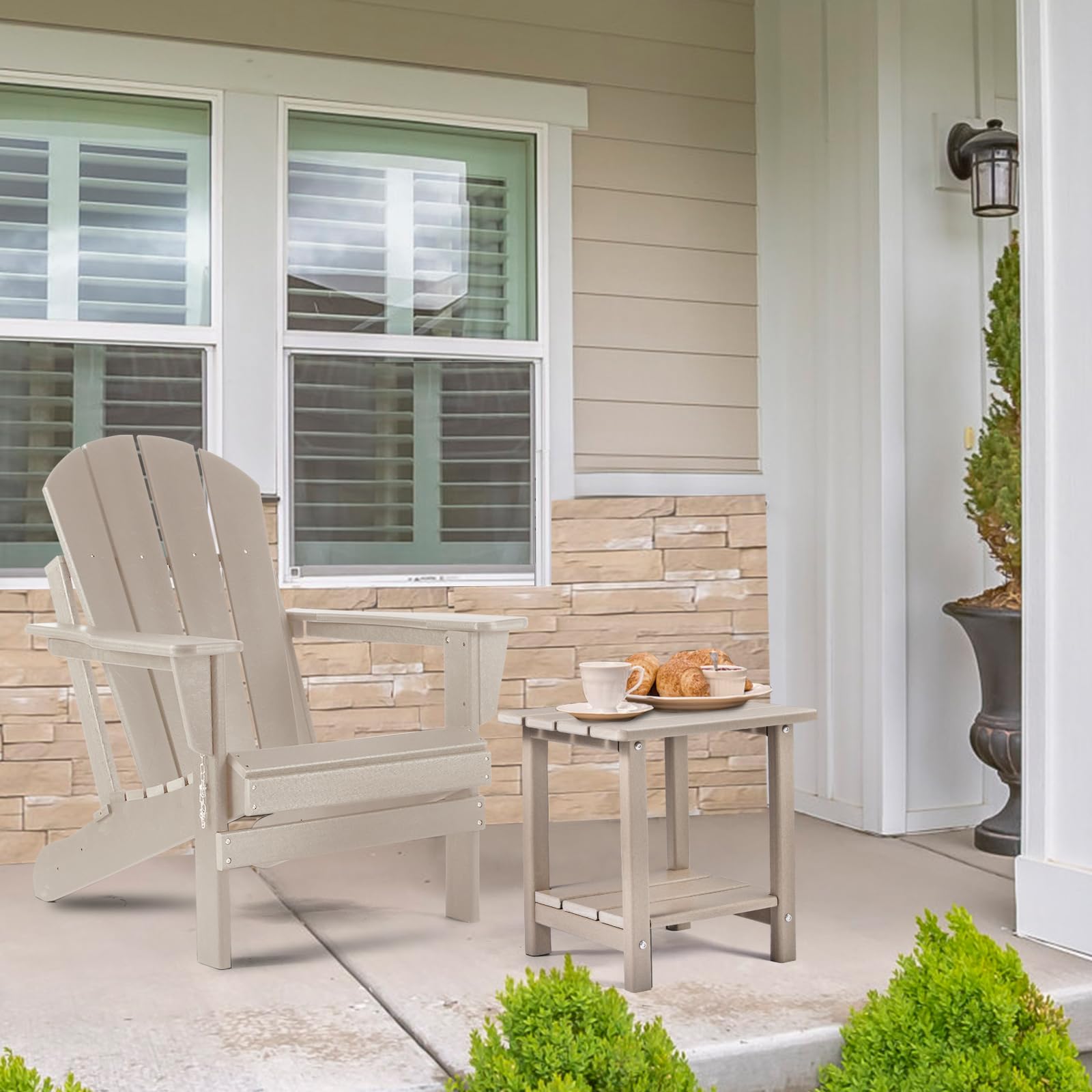 Apolimi outdoor patio end table in grayish-brown finish for weather-ready spaces.