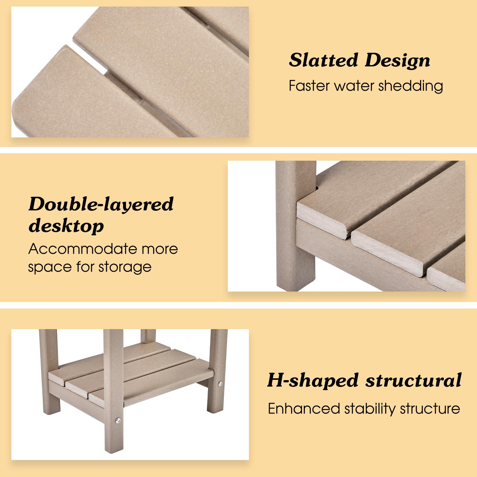 Apolimi weather-resistant poolside table withstands sun and splashes.
