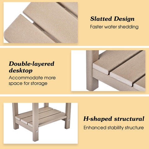 Apolimi weather-resistant poolside table withstands sun and splashes.