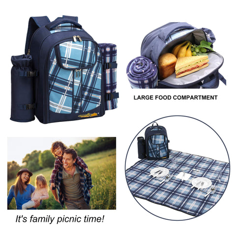 Large 45x53 inch picnic blanket provides a comfortable dining area.