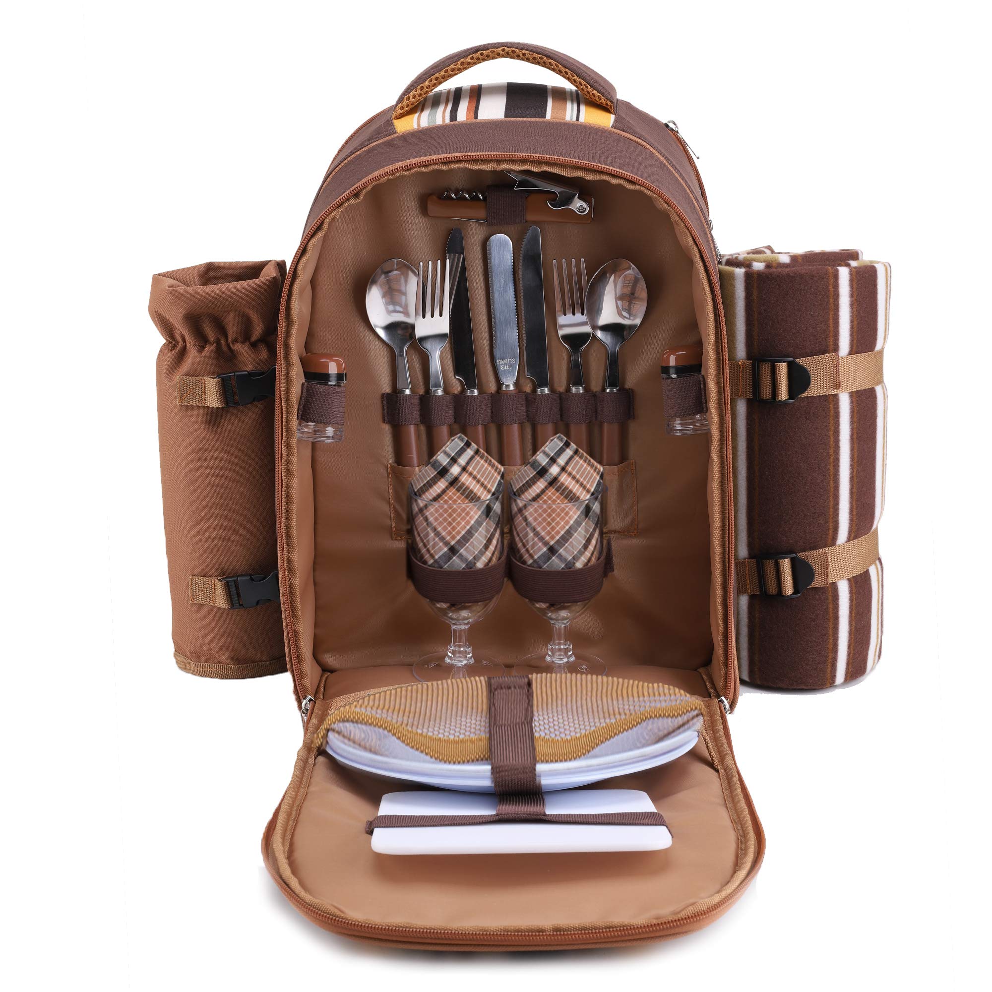 Apollo Walker two-person brown picnic backpack with comfortable straps for easy outings